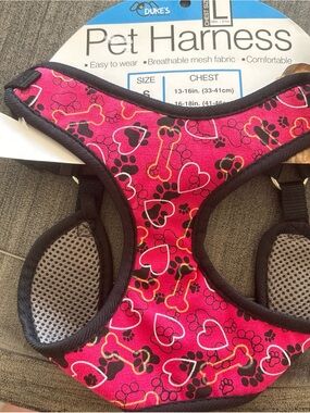 Duke's Pink Paw Print Mesh Dog Harness - Small